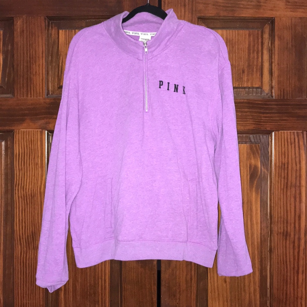 Pink Quarter Zip Pullover Sweater
